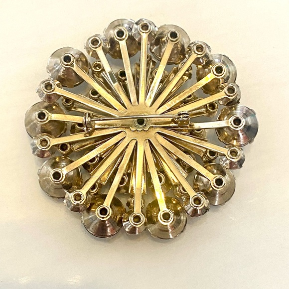 Vintage Rootbeer & Gray Glass Rhinestone  Brooch 1960’s - Picture 6 of 9